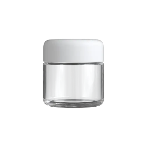 2 Oz Child Resistant Clear C-Class Jar with Plastic Matte White Lid
