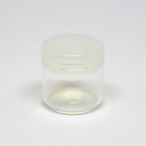 6ML Round Base GLASS Containers for 1 Gram with Clear Silicone Push Lid