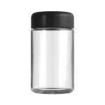 Clear 5 oz child resistant glass jar with matte black lid